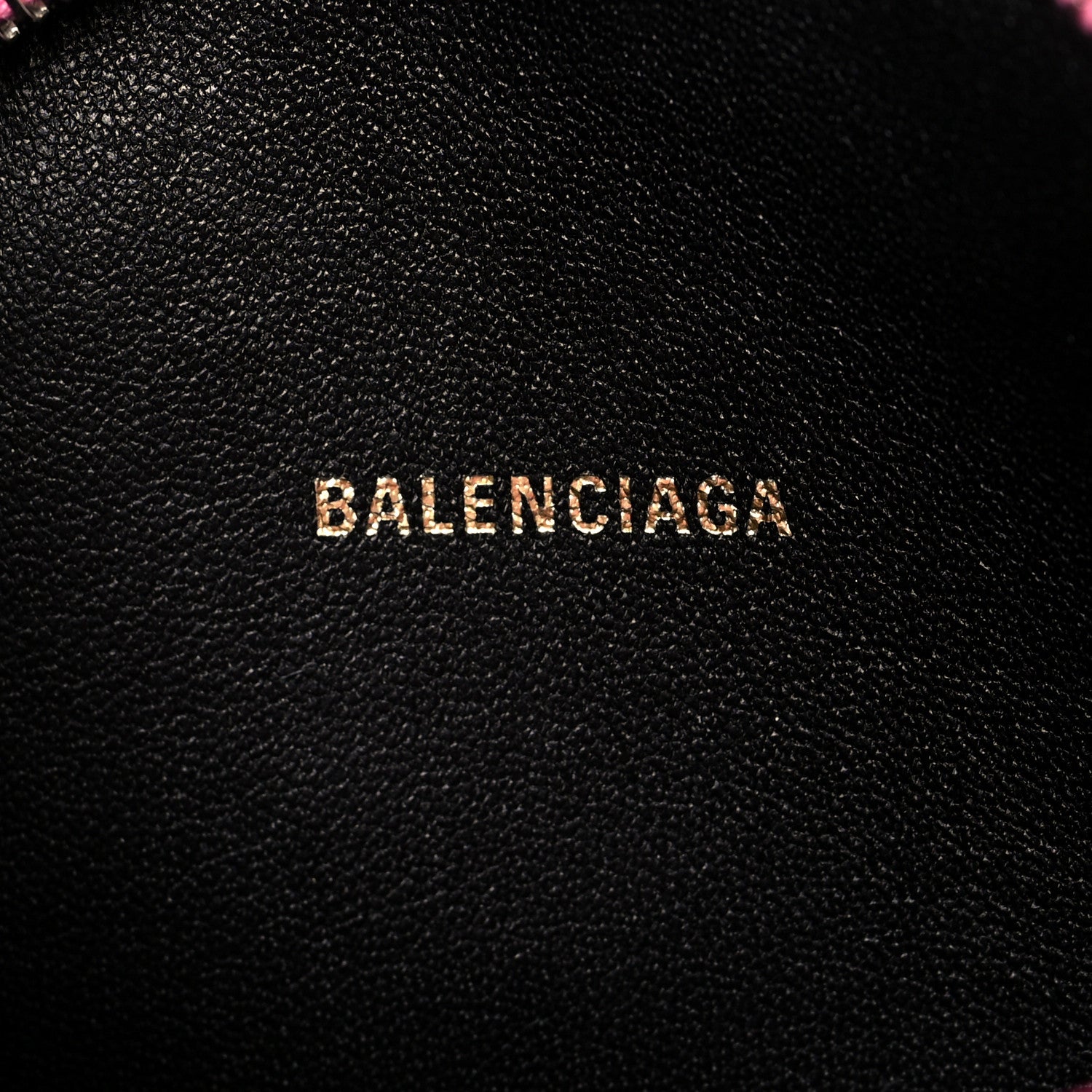 Balenciaga Grained Calfskin Logo XS Ville Camera Bag Acid Pink Black 6 of 9