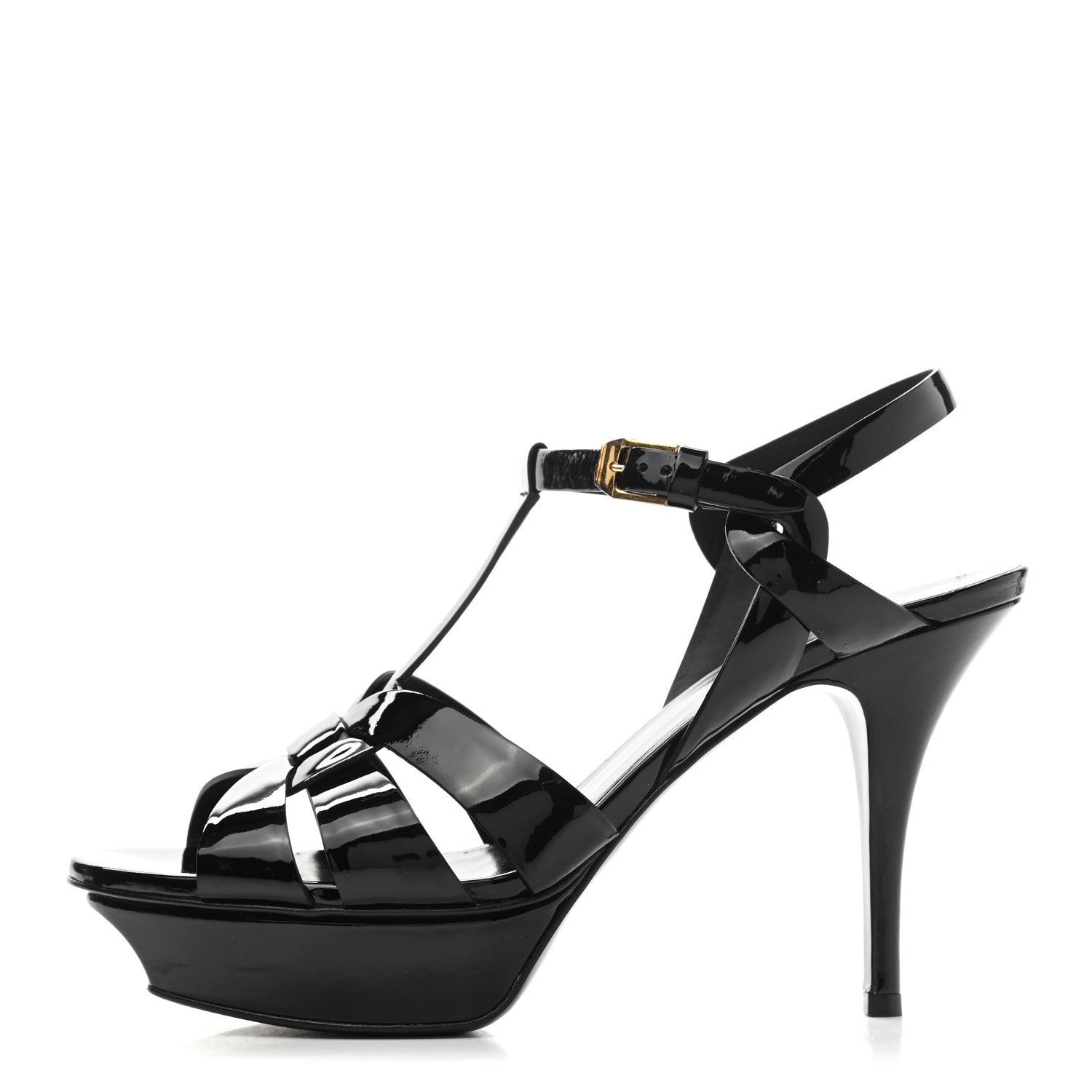 Saint Laurent Patent Tribute 75 Platform Sandals 39.5 Black 1 of 11