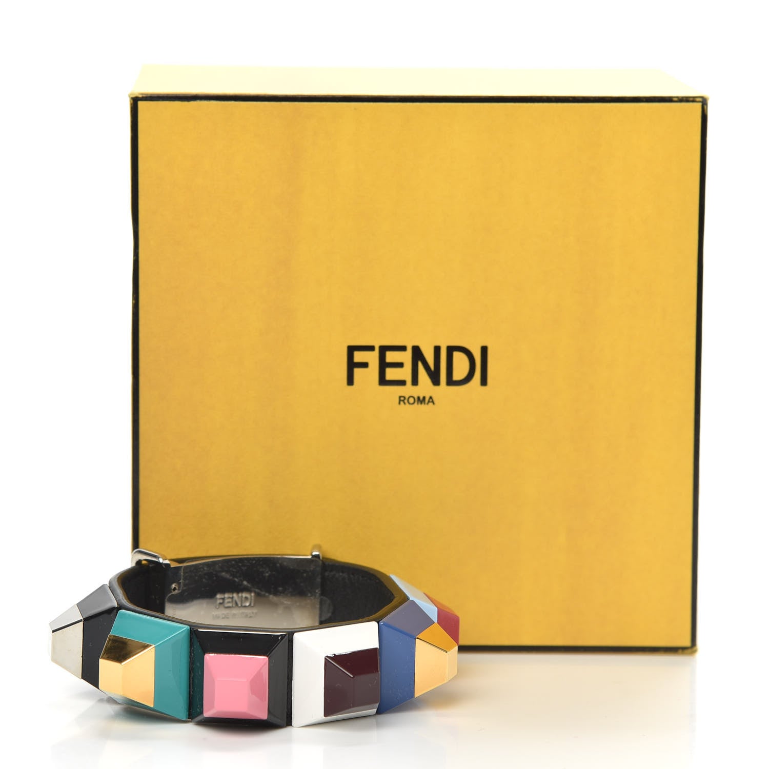 Fendi Calfskin Rainbow Studded Bracelet Multicolor 6 of 6