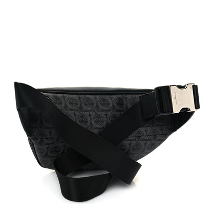 Salvatore Ferragamo Gancini Monogram Calfskin Waist Bag Black Grey 2 of 11