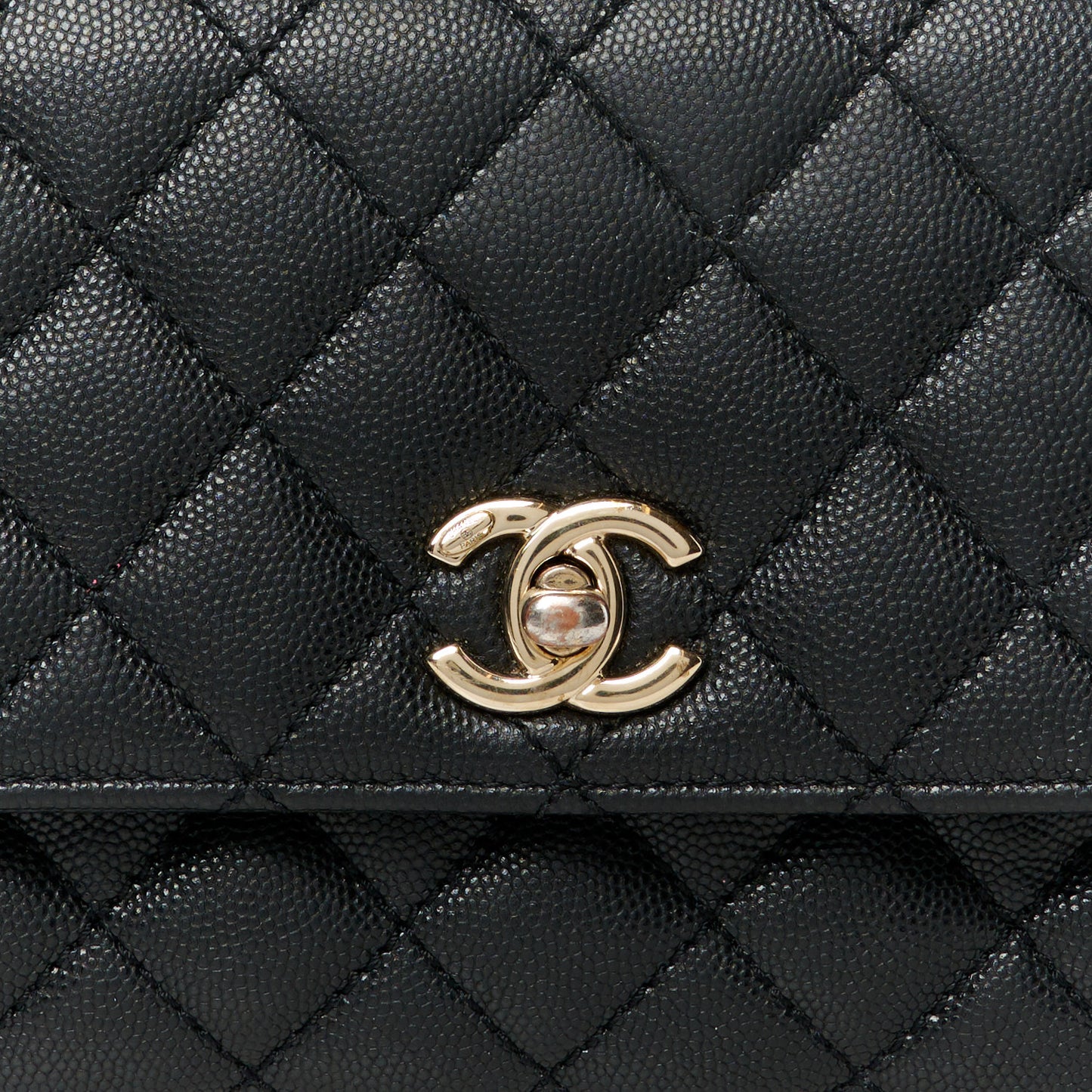 Caviar Quilted Mini Coco Handle Flap Black