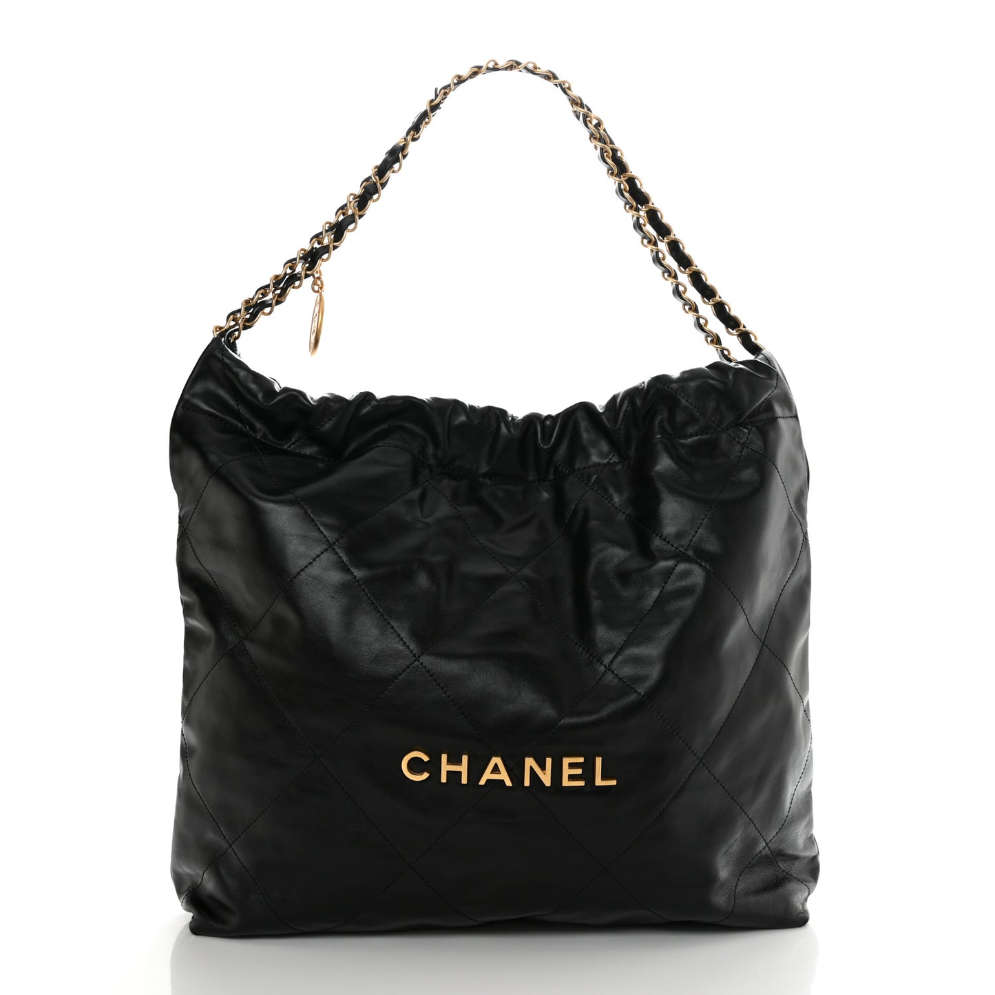 Shiny Calfskin Quilted Chanel 22 Black