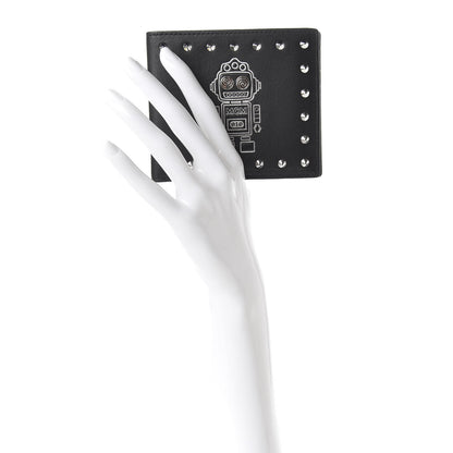 MCM Calfskin Studded Robot Bi-Fold Wallet Black 2 of 8