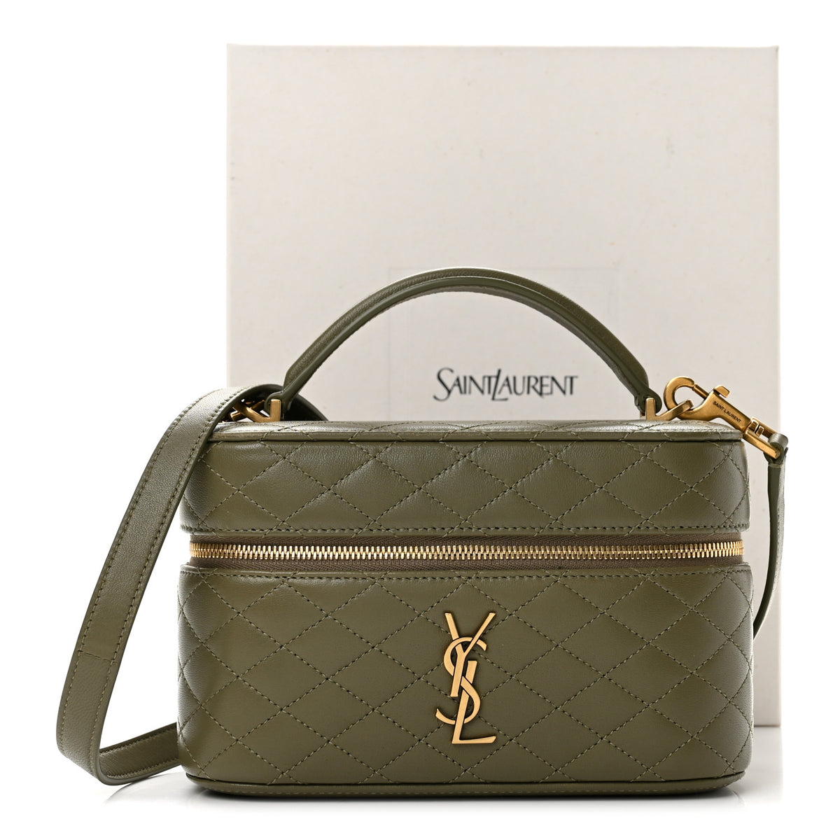 Lambskin Quilted Mini Gaby Vanity Case Strong Moss
