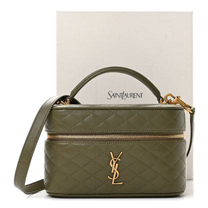 Saint Laurent Lambskin Quilted Mini Gaby Vanity Case Strong Moss 13 of 13