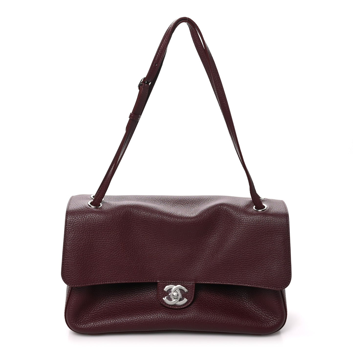 Grained Calfskin Small Souplissimo Maxi Flap Burgundy