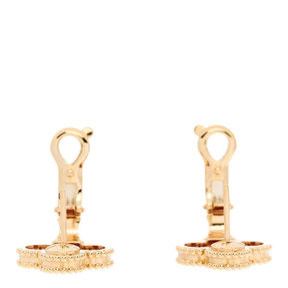 Van Cleef & Arpels 18K Yellow Gold Carnelian Vintage Alhambra Earrings 3 of 4