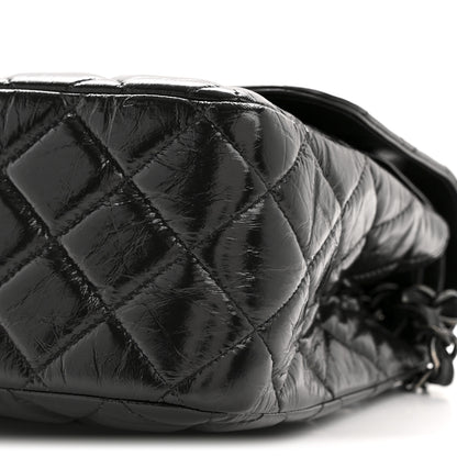 Chanel Shiny Crumpled Calfskin Quilted Jumbo Double Flap So Black 10 of 14