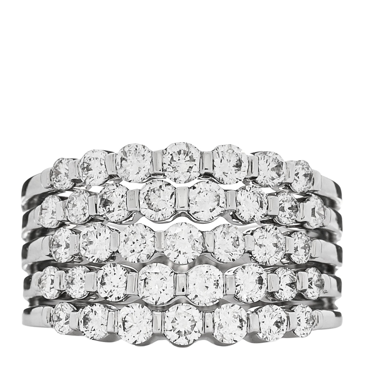 Parker & West by FASHIONPHILE 14K White Gold Diamond 1.90ctw Five Row Band Ring 53 6.25 1 of 10