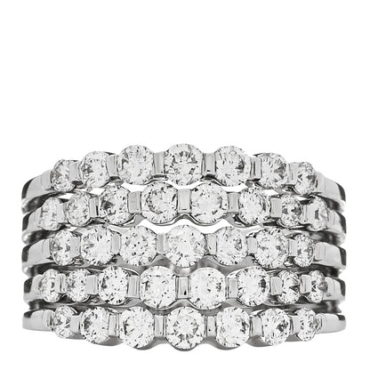 Parker & West by FASHIONPHILE 14K White Gold Diamond 1.90ctw Five Row Band Ring 53 6.25 1 of 10