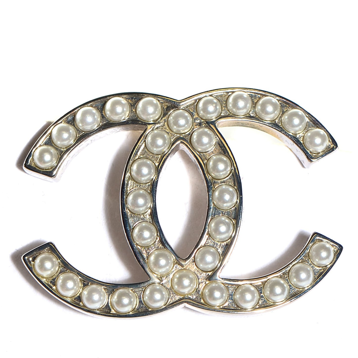 Pearl CC Brooch Pin Silver