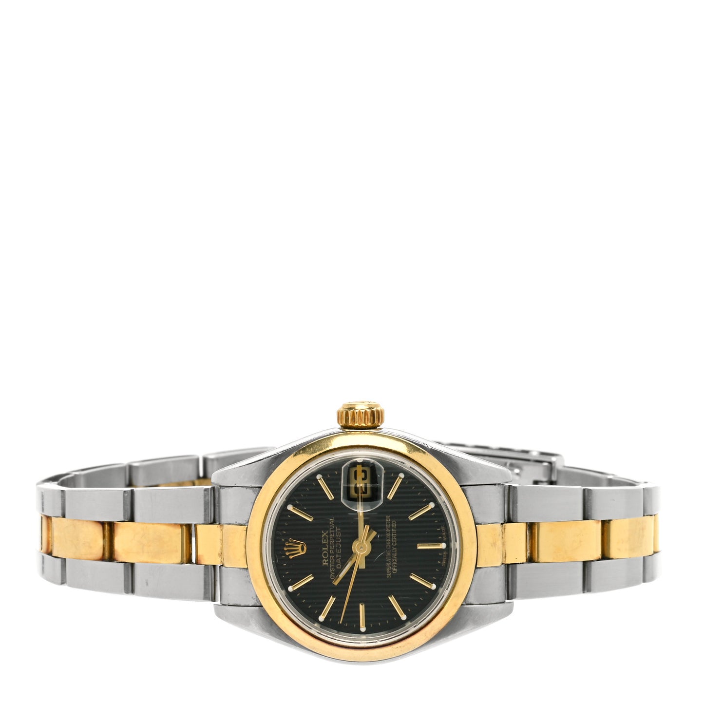 Stainless Steel 18K Yellow Gold 26mm Oyster Perpetual Datejust Watch Black Tapestry 79163