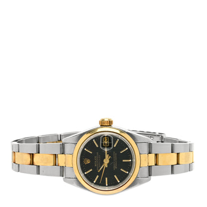 Rolex Stainless Steel 18K Yellow Gold 26mm Oyster Perpetual Datejust Watch Black Tapestry 79163 2 of 4