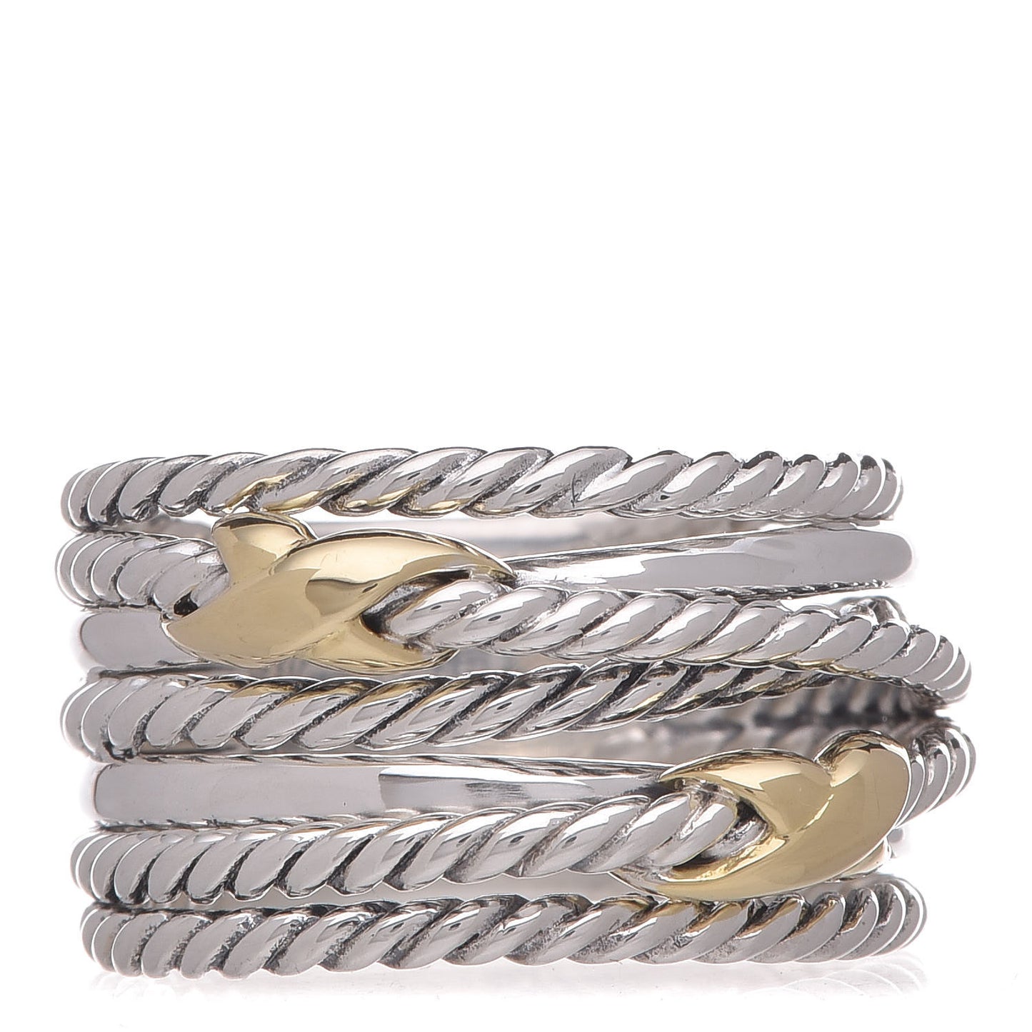 Sterling Silver 18K Yellow Gold Double X Crossover Ring 52 6