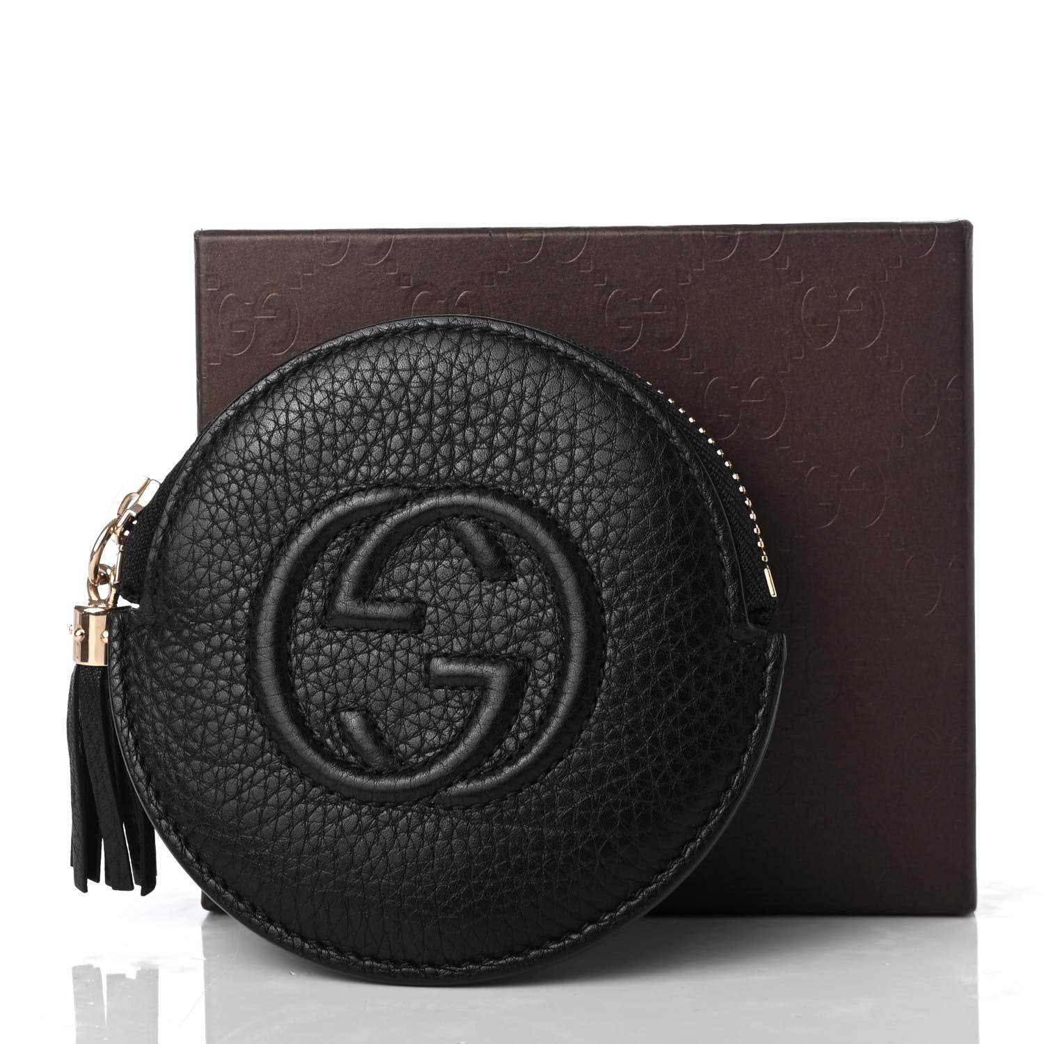 Gucci Pebbled Calfskin Round Coin Purse Black 6 of 6