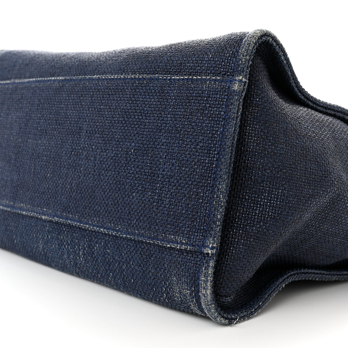 Woven Straw Large Deauville Tote Blue