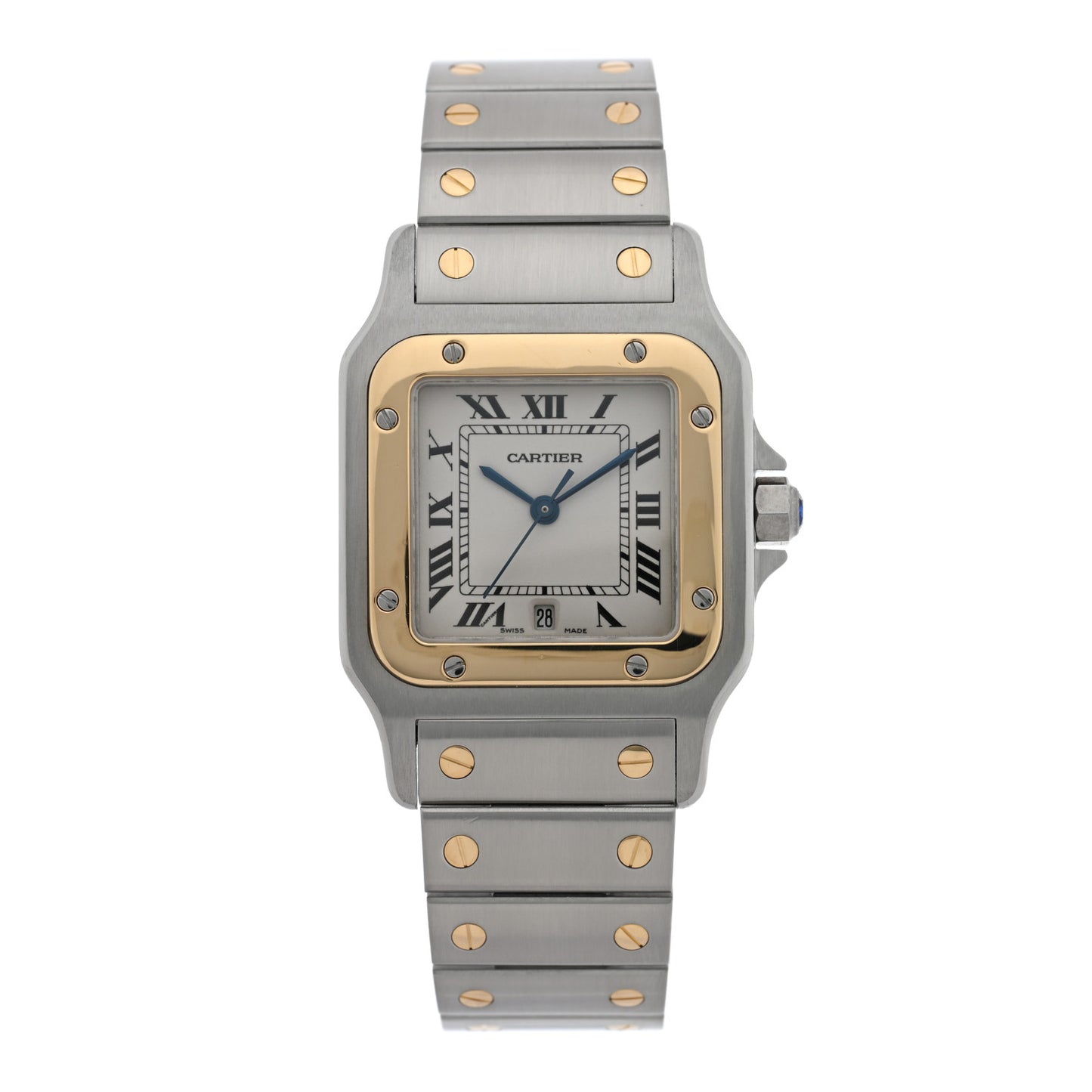 Stainless Steel 18K Yellow Gold 29mm Santos De Cartier Galbee Quartz Watch