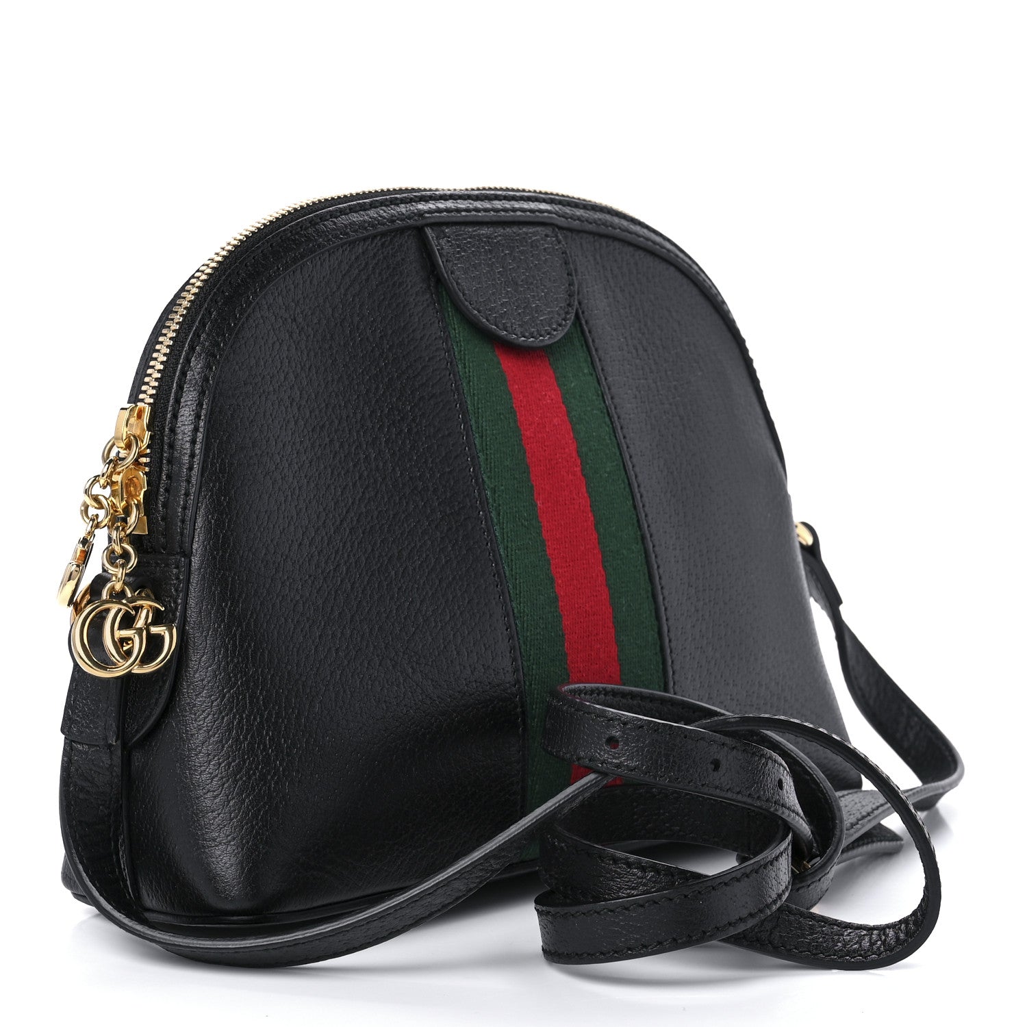 Gucci Calfskin GG Web Small Ophidia Dome Shoulder Bag Black 3 of 10