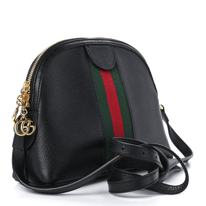 Gucci Calfskin GG Web Small Ophidia Dome Shoulder Bag Black 3 of 10