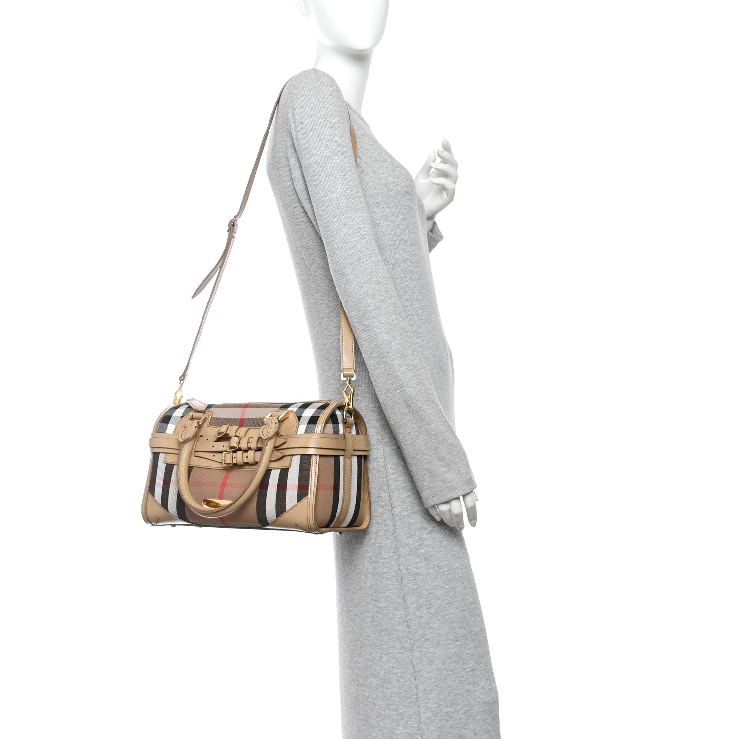 Burberry House Check Bridle Calfskin Medium Alchester Bowling Bag Trench 2 of 14