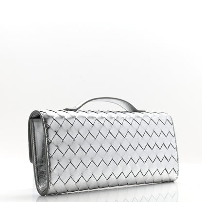 Bottega Veneta Metallic Nappa Intrecciato Long Andiamo Top Handle Silver 3 of 9