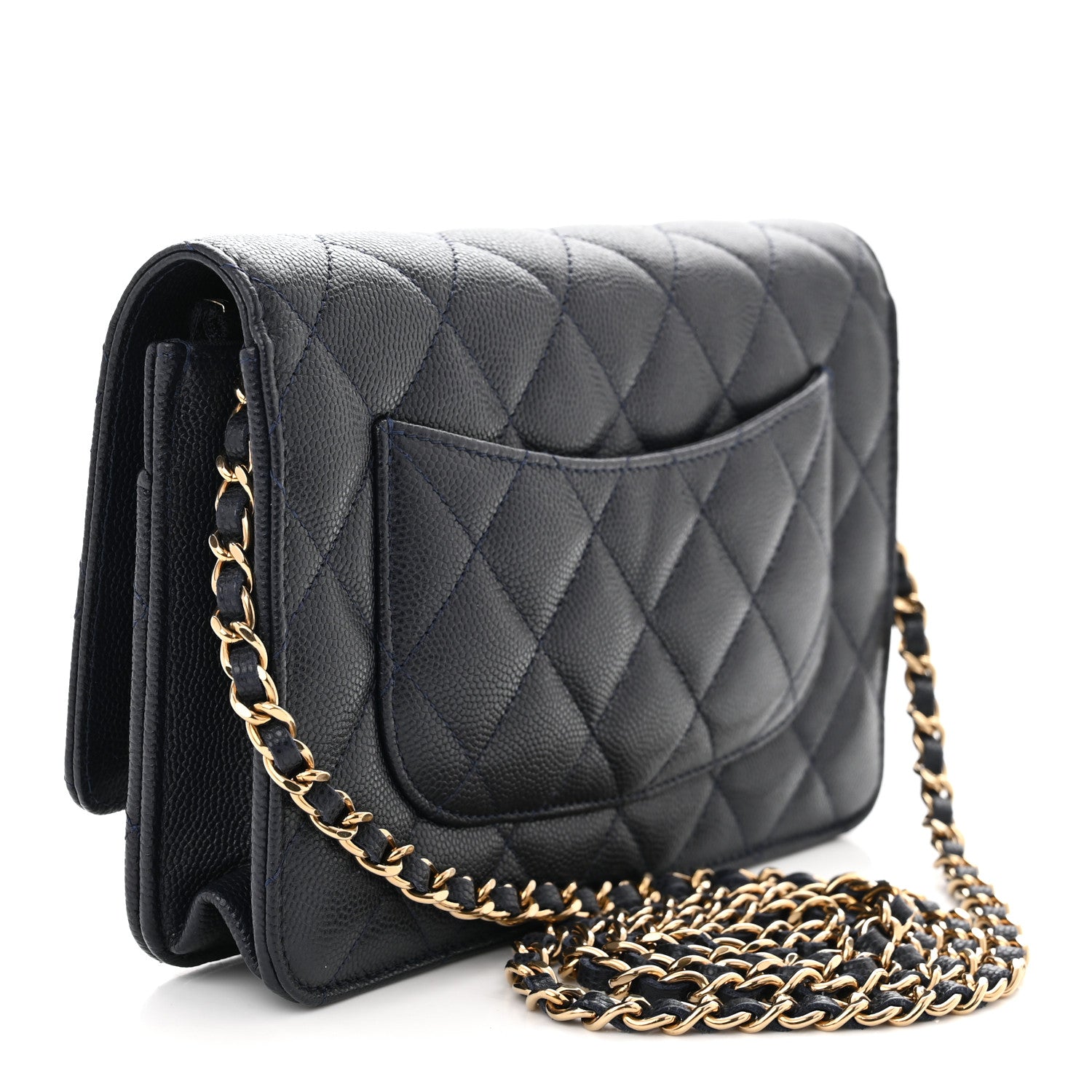 Chanel Caviar Quilted Wallet on Chain WOC Navy Blue 3 of 11