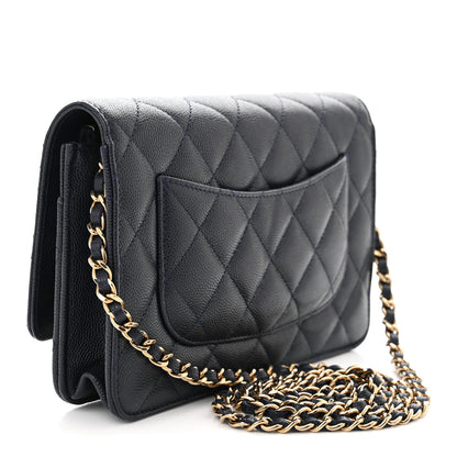 Chanel Caviar Quilted Wallet on Chain WOC Navy Blue 3 of 11