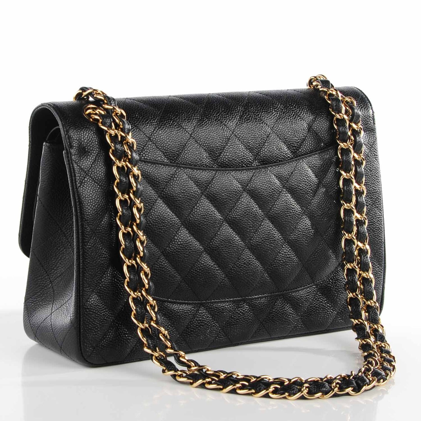 Caviar Quilted Jumbo Double Flap Black