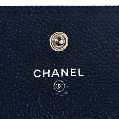 Chanel Caviar Chevron Quilted Boy Card Holder Wallet Navy 6 of 9