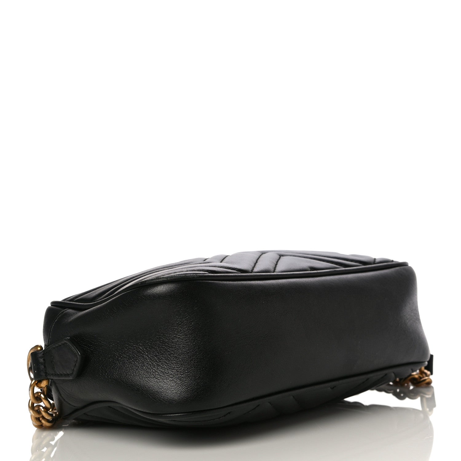 Gucci Calfskin Matelasse Small GG Marmont Chain Shoulder Bag Black 4 of 17