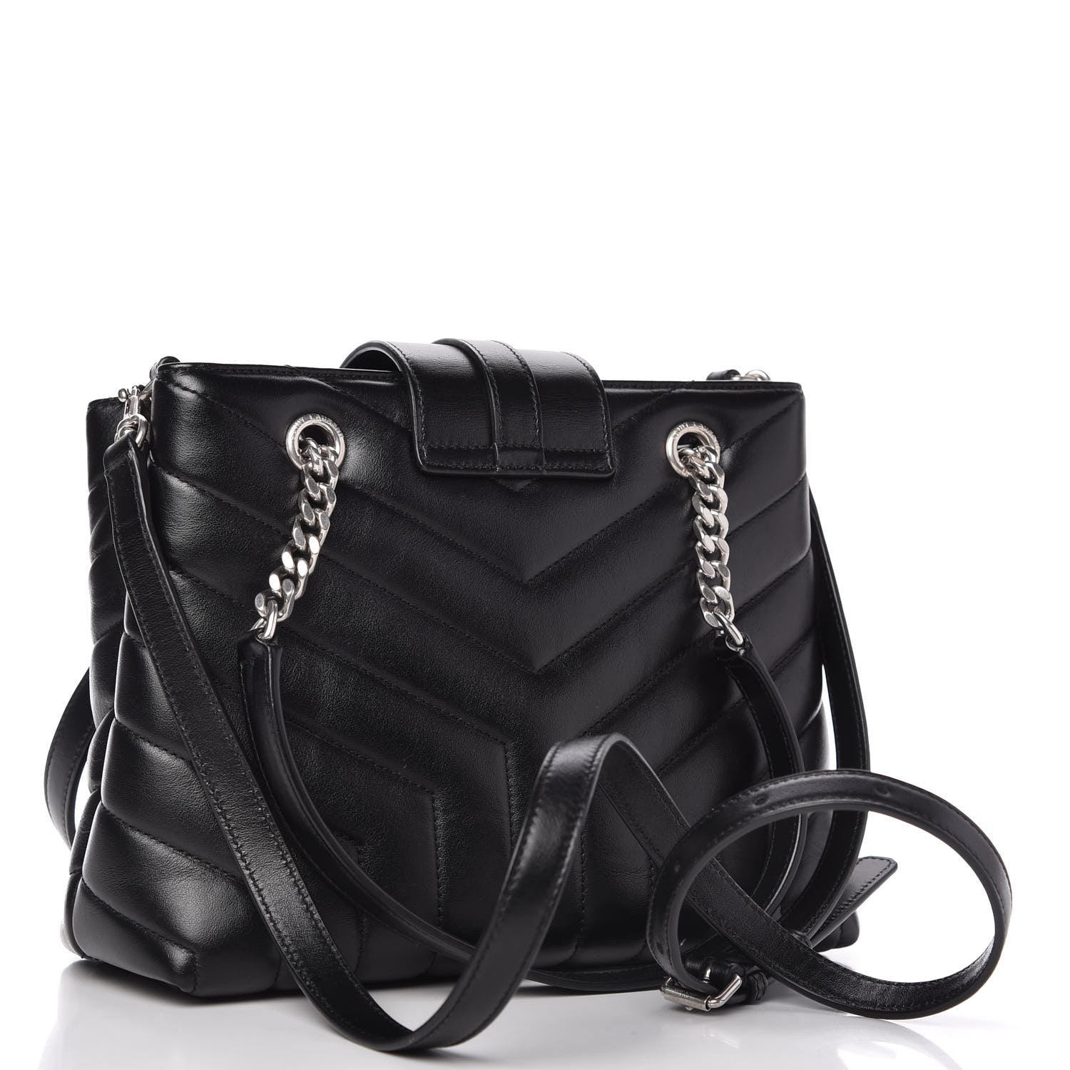 Saint Laurent Calfskin Y Quilted Monogram Small Loulou Shopper Black 3 of 10