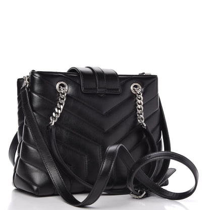 Saint Laurent Calfskin Y Quilted Monogram Small Loulou Shopper Black 3 of 10