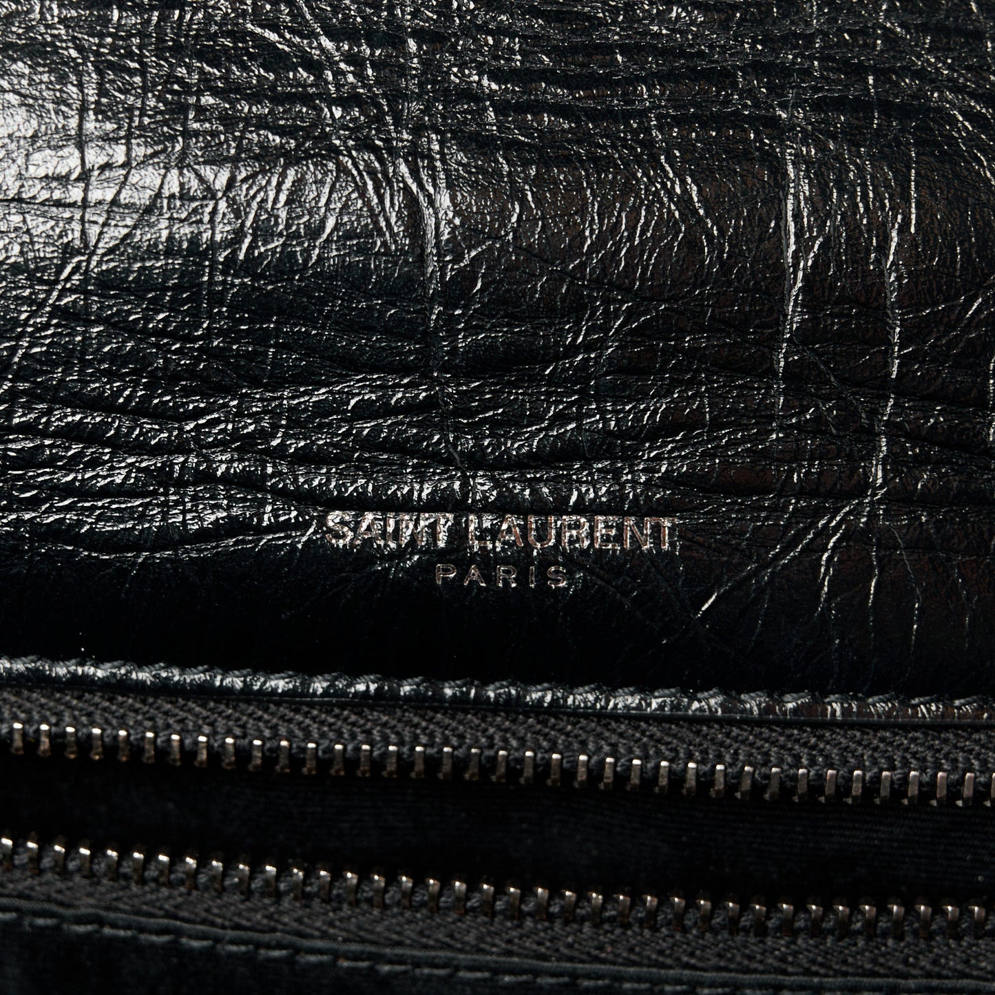 Crinkled Calfskin Matelasse Monogram Medium Niki Chain Satchel Black