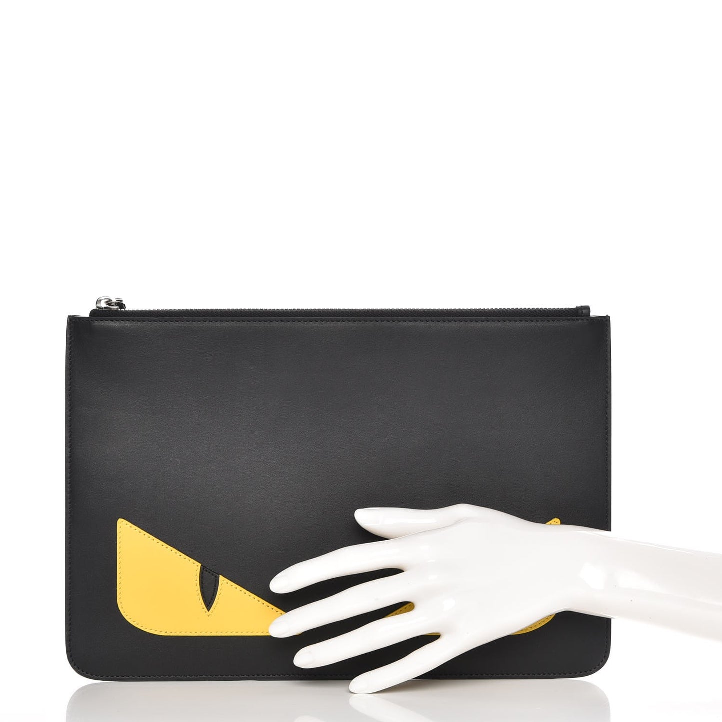 Vitello Century Monster Eyes Inlay Pouch Black Giallo