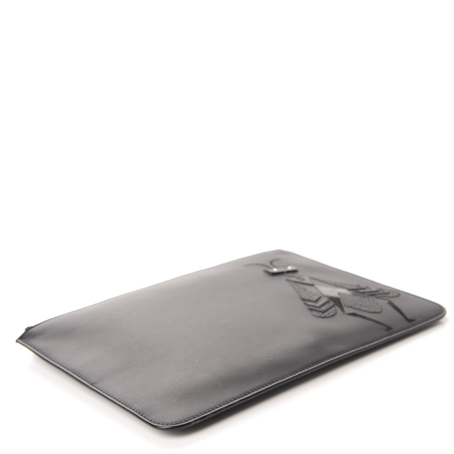 Fendi Calfskin Embroidered Bug Pouch Black 4 of 5