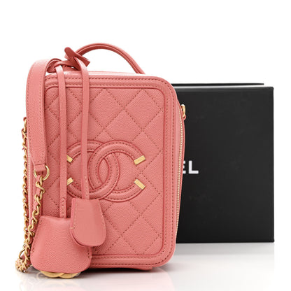 Chanel Caviar Quilted CC North South Filigree Vanity Case Pink 11 of 11