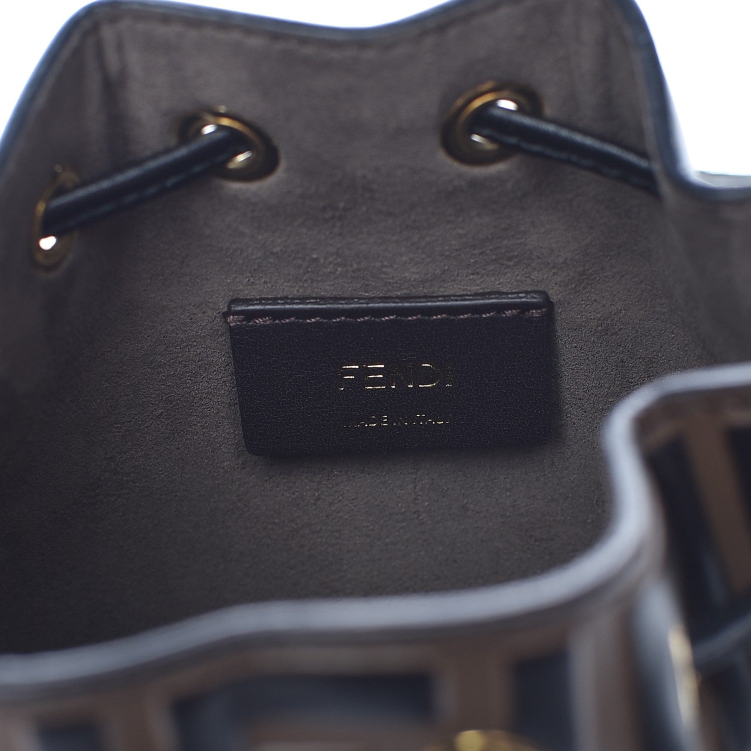 Fendi Vitello Liberty F is Fendi Bi-Color FF 1974 Embossed Mini Mon Tresor Bucket Bag Maya Black 7 of 8