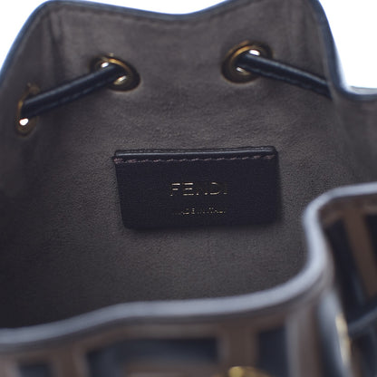 Fendi Vitello Liberty F is Fendi Bi-Color FF 1974 Embossed Mini Mon Tresor Bucket Bag Maya Black 7 of 8