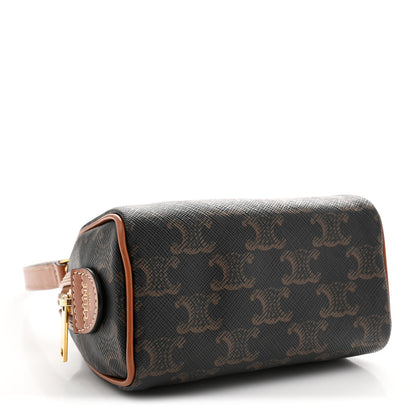 Celine Triomphe Canvas Calfskin Mini Boston Bag Tan 4 of 10