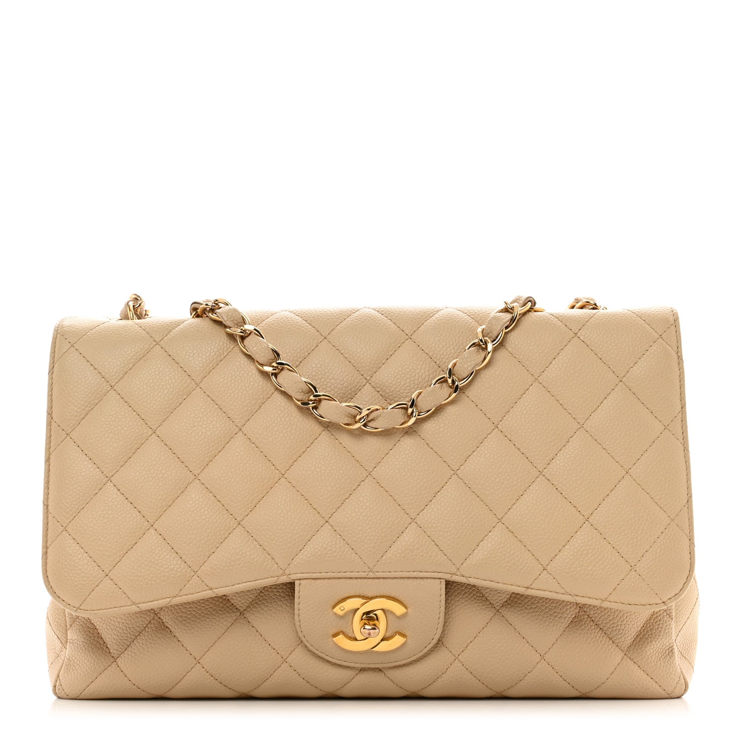 Chanel Caviar Quilted Jumbo Single Flap Beige 1 of 13