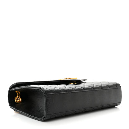 Saint Laurent Grain De Poudre Textured Mixed Matelasse Triquilt Medium Monogram Satchel Black 4 of 12