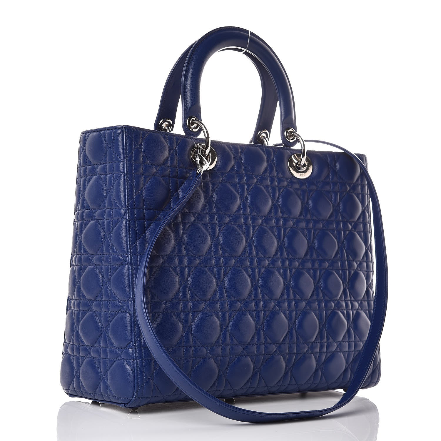 Christian Dior Lambskin Cannage Large Lady Dior Blue 3 of 9