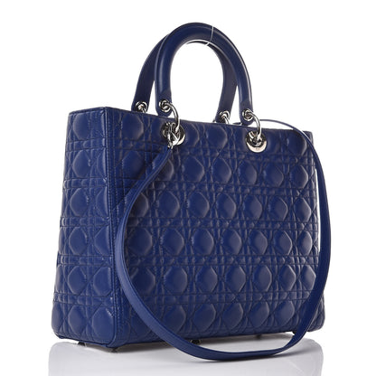 Christian Dior Lambskin Cannage Large Lady Dior Blue 3 of 9