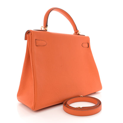 Hermes Togo Kelly Retourne 32 Orange 2 of 12