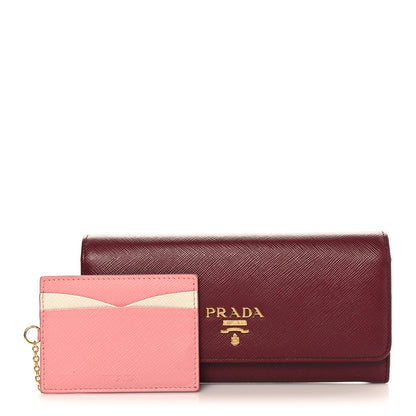 Prada Saffiano Metal Continental Flap Wallet Cerise Petal 3 of 9