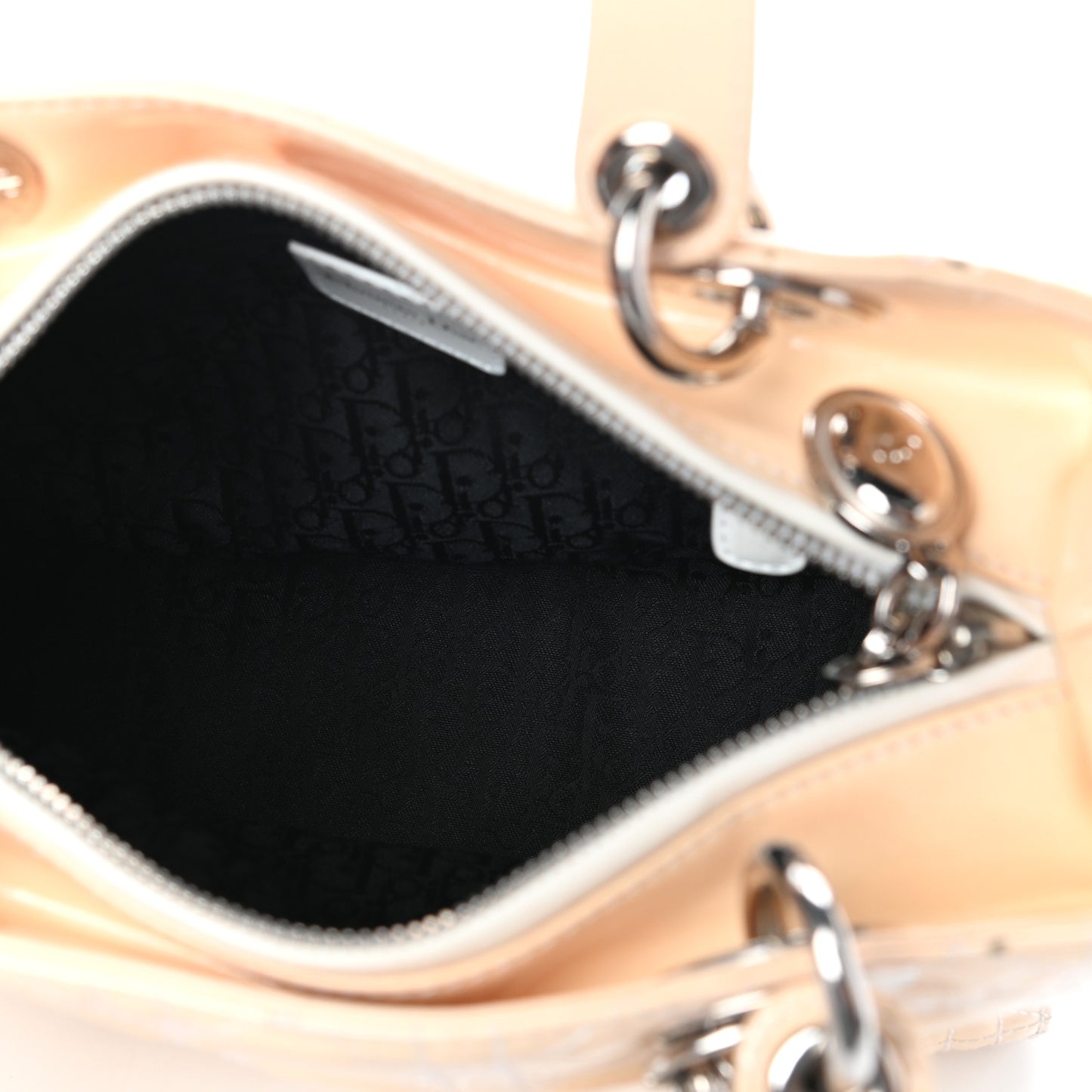 Patent Cannage Medium Lady Dior Beige