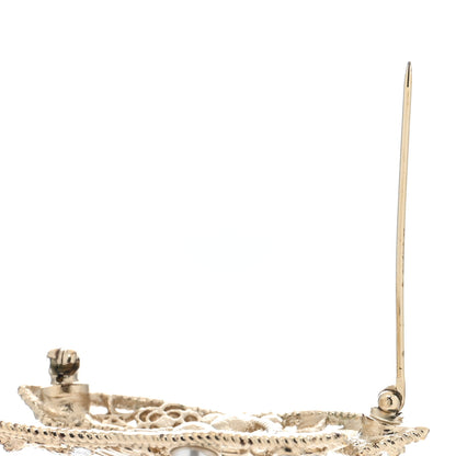 Chanel Crystal Pearl Chanel Charms CC Logo Brooch Gold 5 of 5