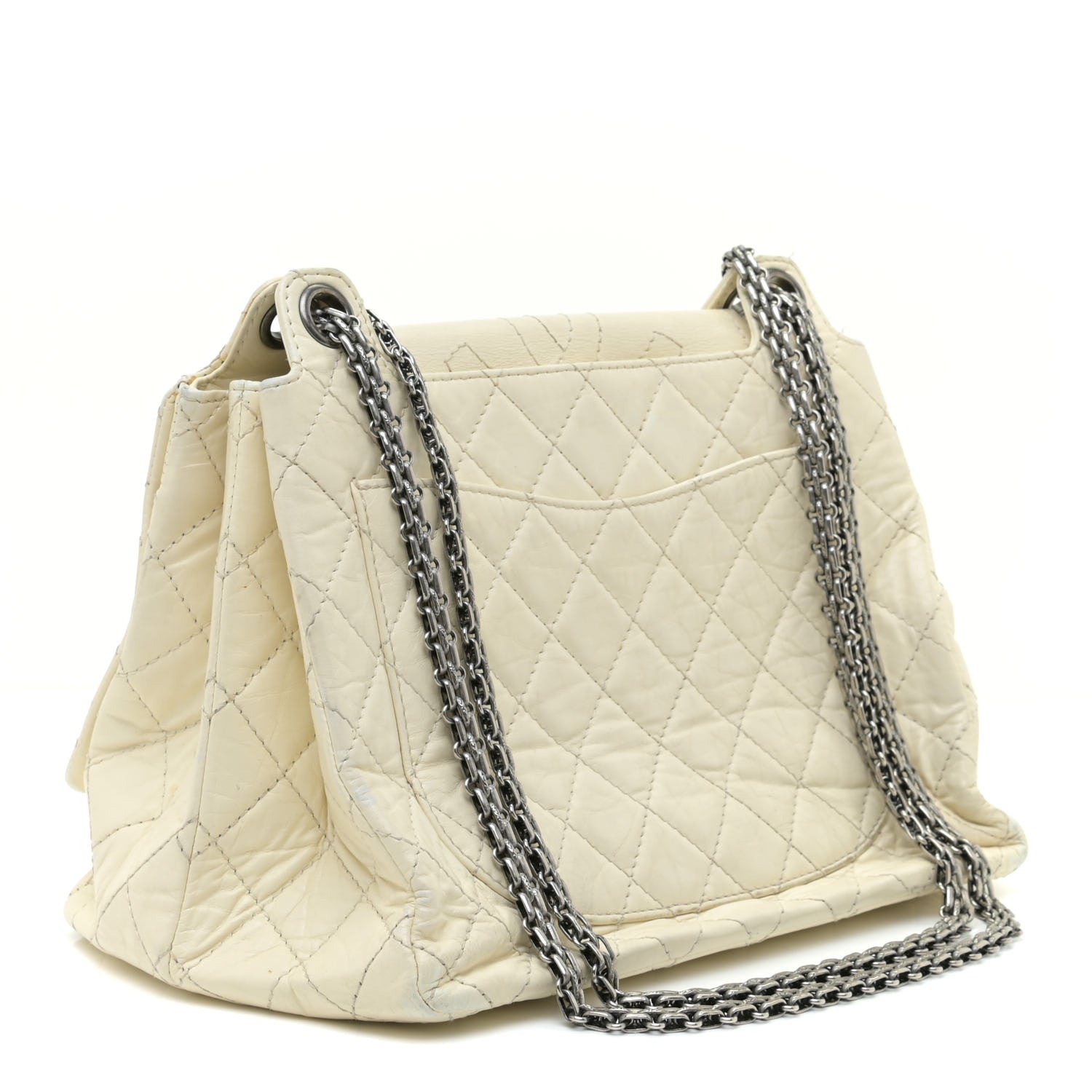 Chanel Aged Calfskin Quilted Reissue 2.55 Accordion Flap White 3 of 18