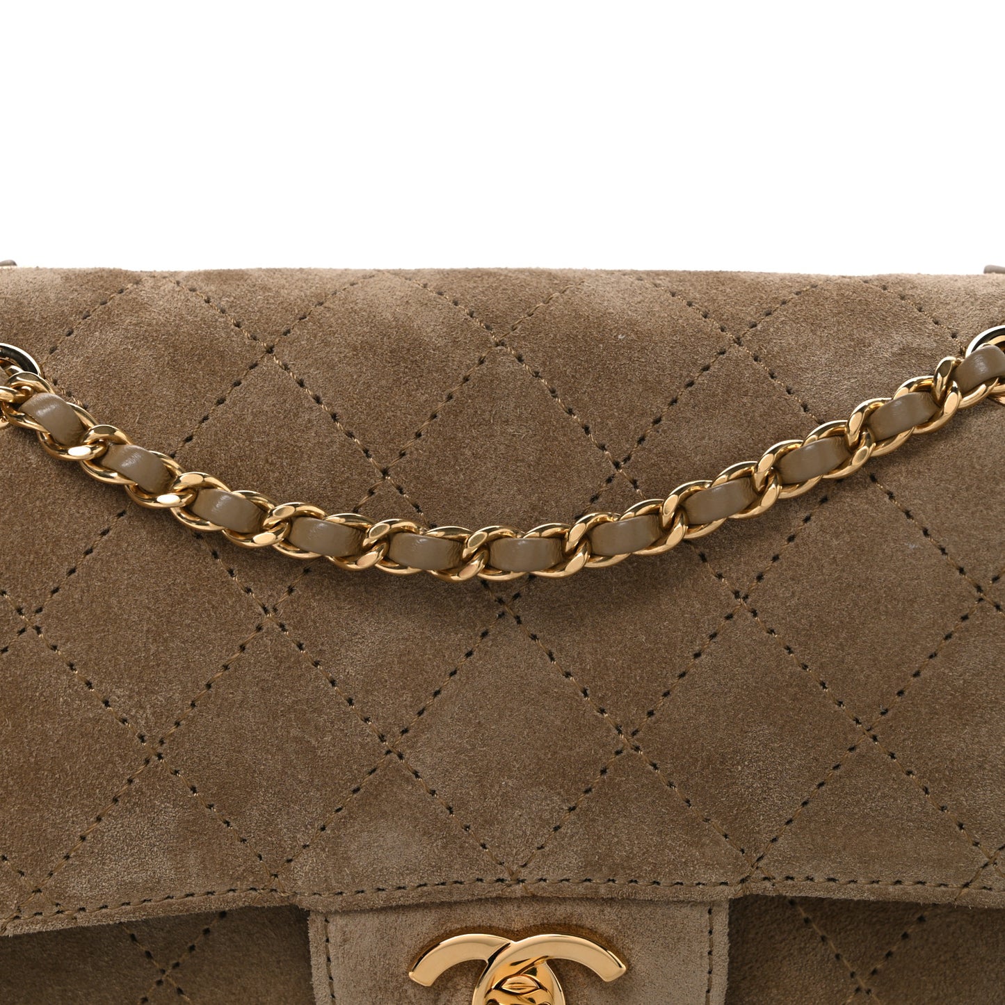Suede Calfskin Mini Souplissimo Flap Dark Beige