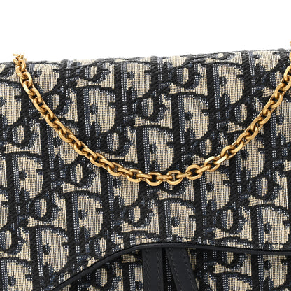Christian Dior Oblique Saddle Chain Pouch Blue 8 of 13